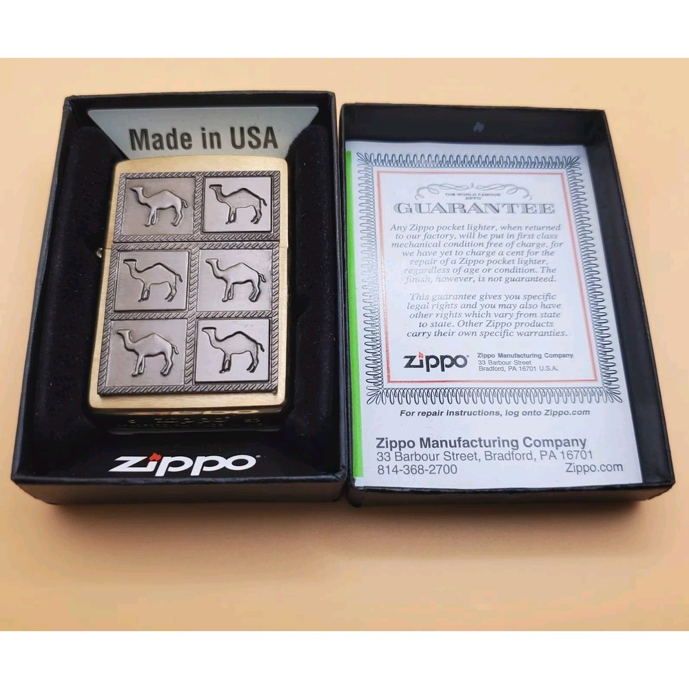 Zippo Lighter With A Camel Copy Medallion Brass
